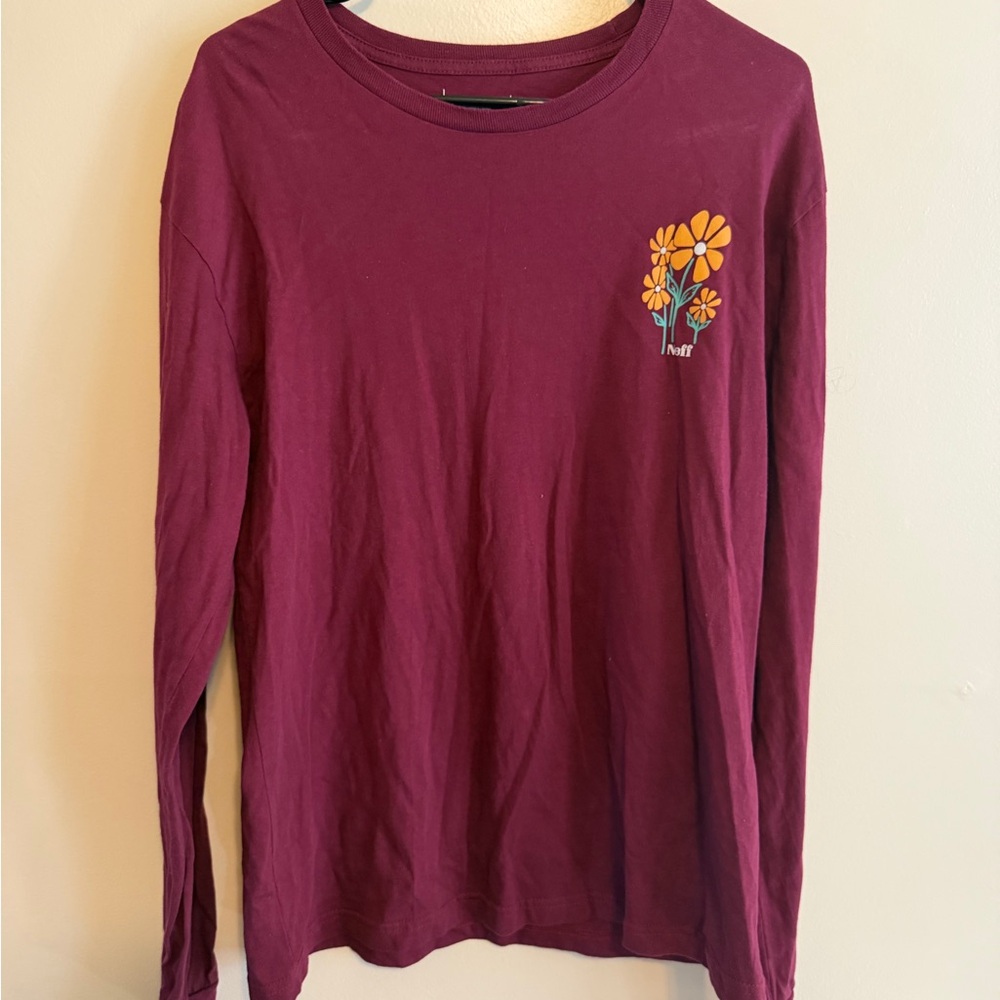 Neff Maroon Crewneck Tee with White Logo Print